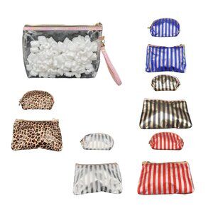 3 Piece Striped Cosmetic Bag